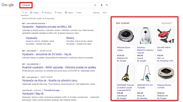 Reklama na Google: Nákupy