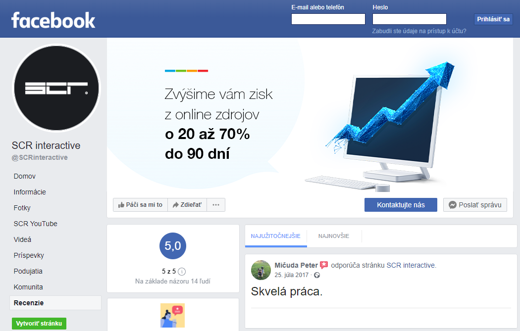 facebook zakaznicka recenzia