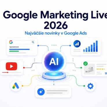 Banner k článku Google Marketing Live 2026 s AI, reklamami, analytikou, YouTube a nákupnými kampaňami.